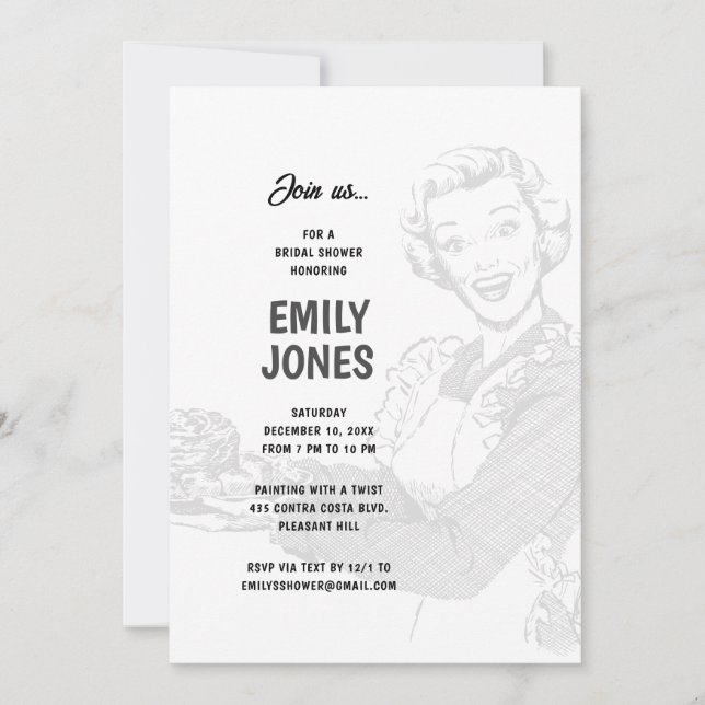 1950s Housewife Bridal Shower Invitation (Front)