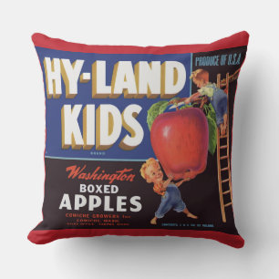 1950s Hyland Kids Washington Apples label Cushion