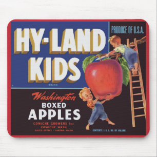 1950s Hyland Kids Washington Apples label print Mouse Mat