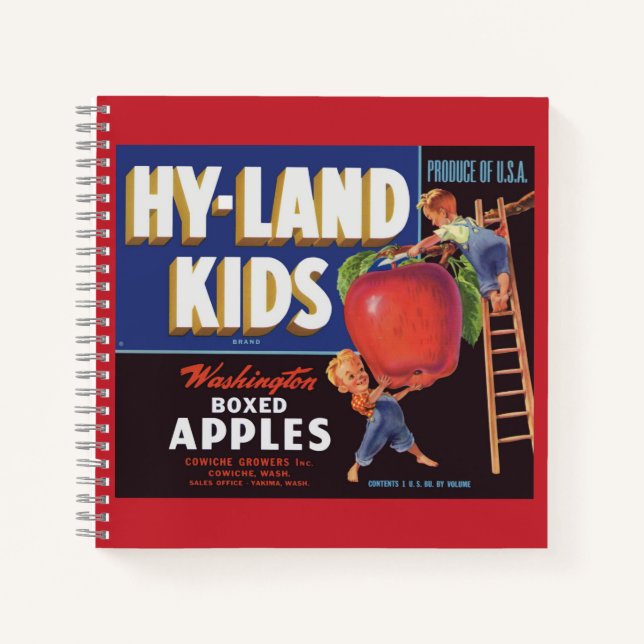 1950s Hyland Kids Washington Apples label print Notebook (Front)