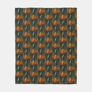 1950s inspired rocket ship fleece blanket