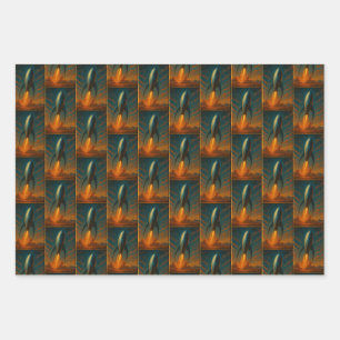 1950s inspired rocket ship  wrapping paper sheet