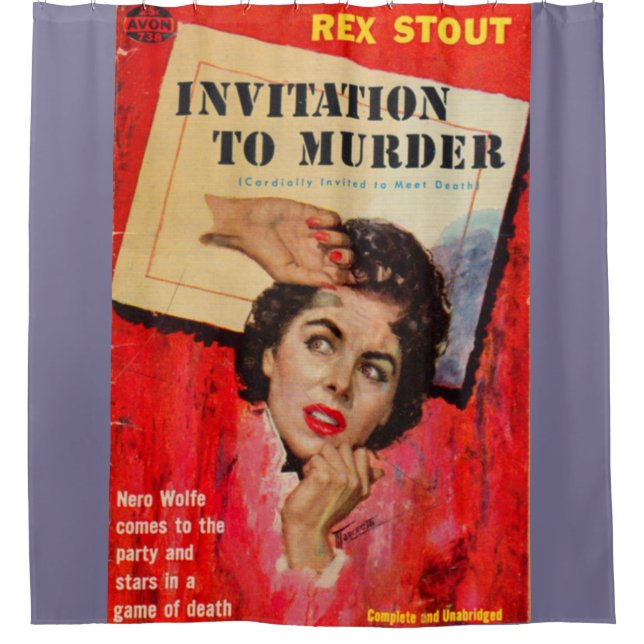 1950s Invitation to Murder pulp novel cover Shower Curtain (Front)