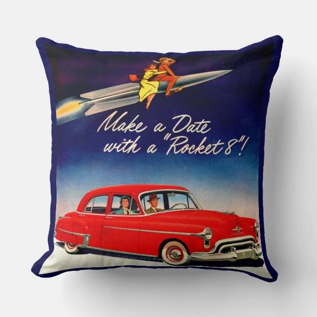 1950s Make a date with Rocket 8 Cushion (Front)