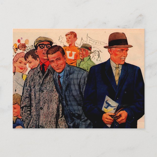 1950s men wearing Hickey-Freeman Postcard (Front)