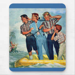1950s menfolk hearkening to the siren's song mouse mat