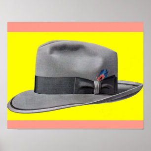 1950s mens fedora hat print