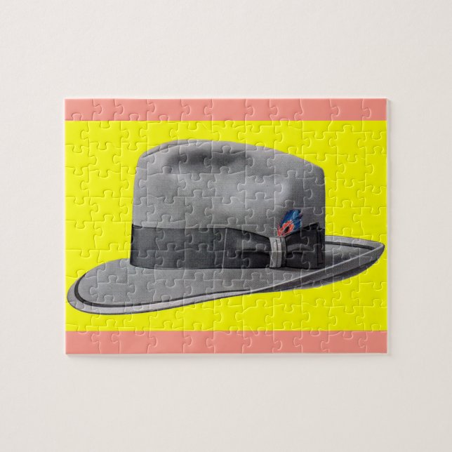 1950s mens fedora hat print jigsaw puzzle (Horizontal)