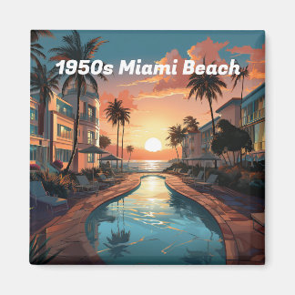 1950s Miami Beach art deco hotel at sunrise Magnet
