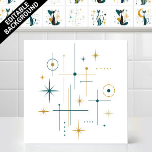 1950s Mid Century Modern Retro Atomic Star Pattern Tile