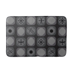 1950s Mod Art Soft Cubes Black Bath Mat