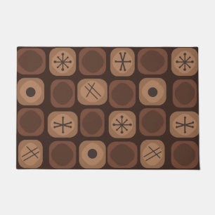1950s Mod Art Soft Cubes Brown Doormat