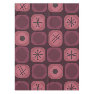 1950s Mod Art Soft Cubes Burgundy Tablecloth