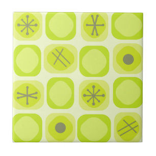 1950s Mod Art Soft Cubes Chartreuse Tile