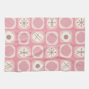 1950s Mod Art Soft Cubes Pink Vanilla Tea Towel
