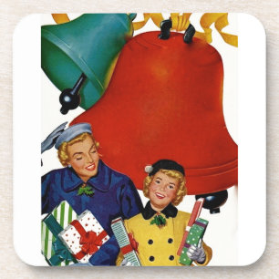 1950s Mum and Daughter Xmas Shopping Coaster