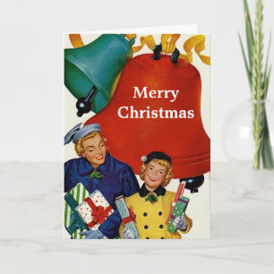 1950s Mum and Daughter Xmas Shopping Holiday Card