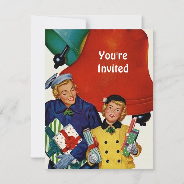 1950s Mum and Daughter Xmas Shopping Invitation (Front)