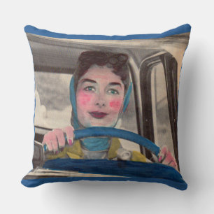 1950s Mum at the wheel print Cushion
