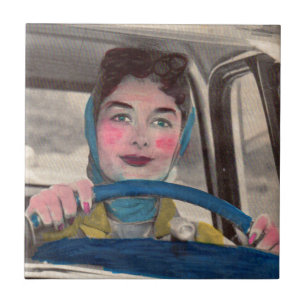 1950s Mum at the wheel Tile
