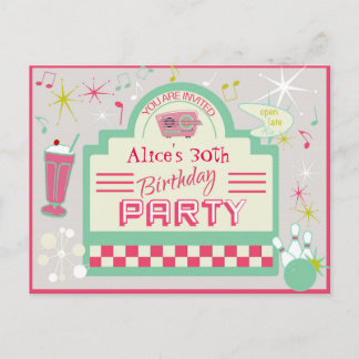 1950s Party Invitation Postcard