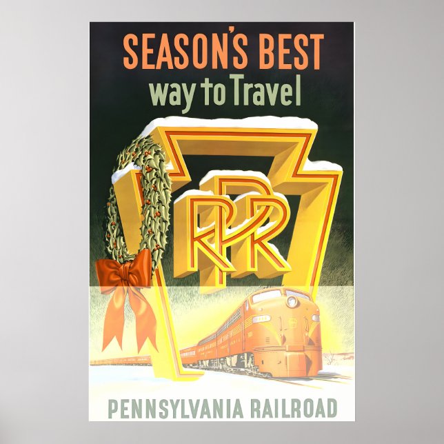 1950s Pennsylvania Railroad Christmas Holiday Poster (Front)