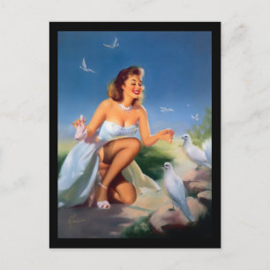 1950's Pin-up Girl Postcard