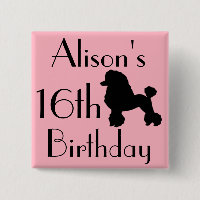 1950s Pink Poodle Skirt Inspired Button