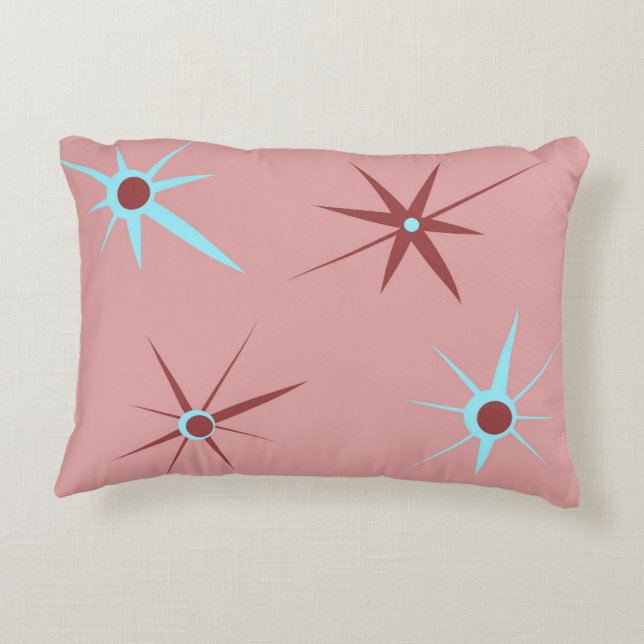1950's Pink Retro Starburst Decorative Cushion (Back)