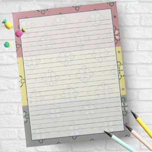 1950s Pink Yellow Grey Retro Mid Century Pattern Notepad