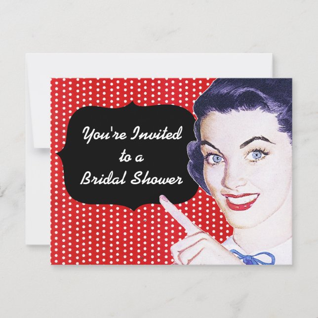 1950s Pointing Woman Bridal Shower Invitation (Front)