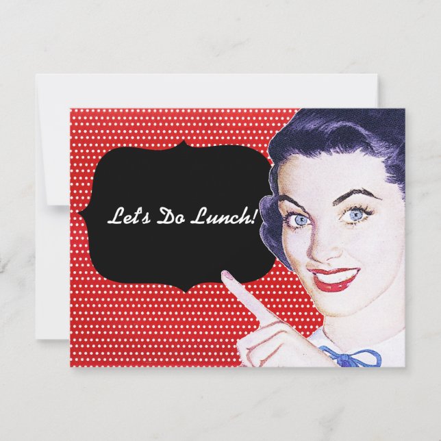 1950s Pointing Woman Luncheon Invitation (Front)