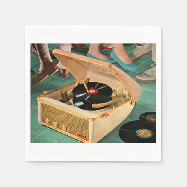 1950s portable record player ad napkin (Front)