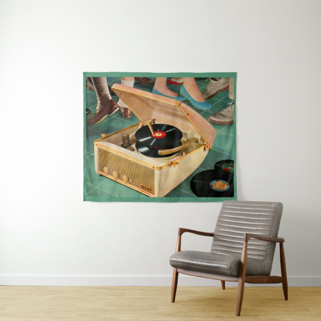 1950s portable record player advertising image tapestry (In Situ (Horizontal))