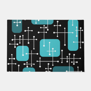1950s Retro Art Crosshairs Black Teal Doormat