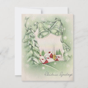 1950s Retro Christmas Town Bells Holiday Card