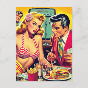 1950s Retro Coulpe Postcard