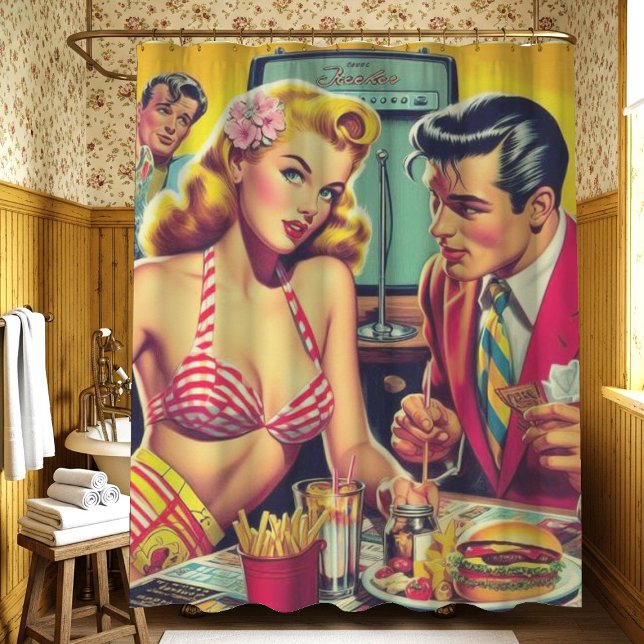 1950s Retro Coulpe Shower Curtain (Creator Uploaded)