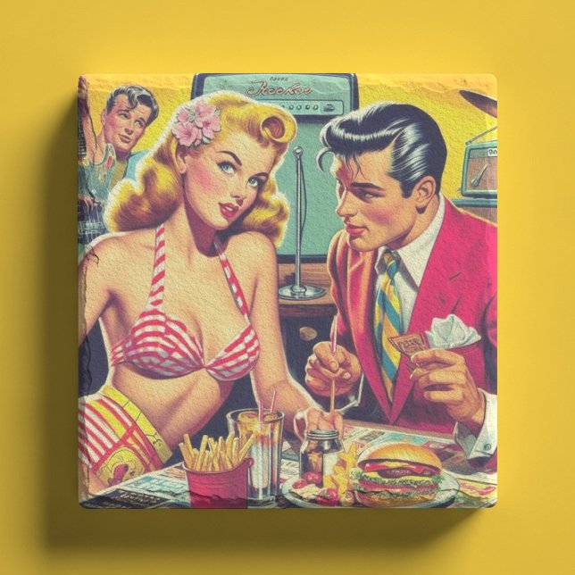 1950s Retro Coulpe Stone Coaster (Creator Uploaded)