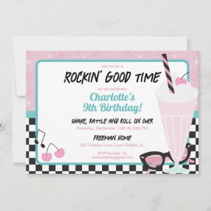 1950s Retro Diner Birthday Party Invitation – Sock