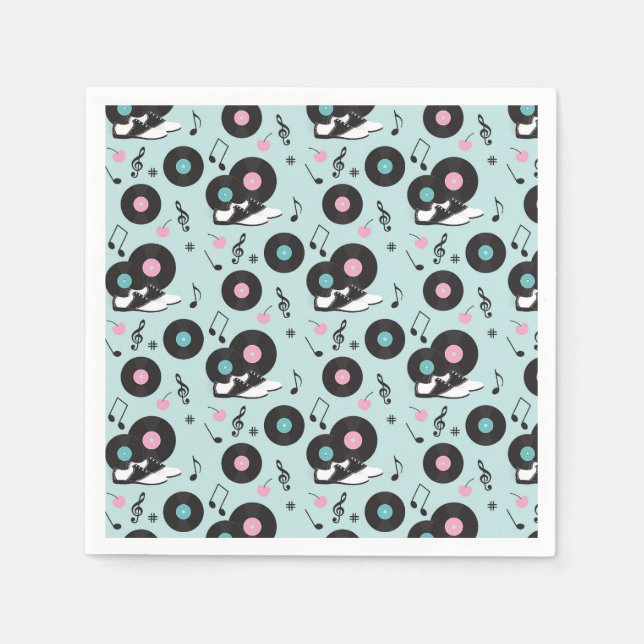 1950s Retro Diner Birthday Party Napkins – Sock Ho (Front)
