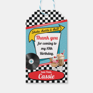 1950's Retro Diner Birthday Party Red Teal Favor Gift Tags