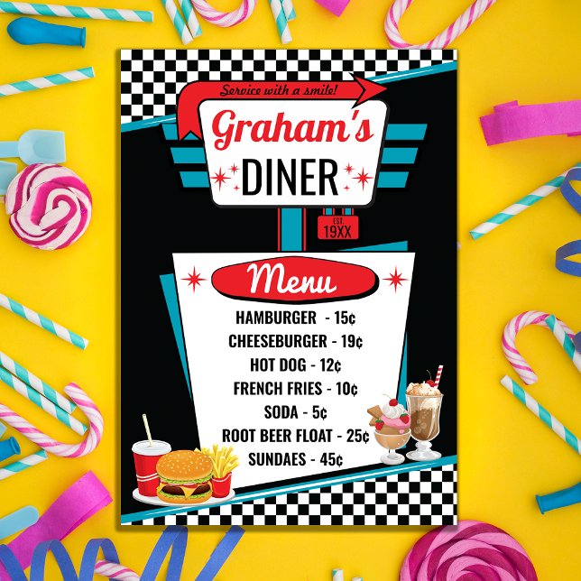 1950's Retro Diner Black and Red Menu Card (Creator Uploaded)