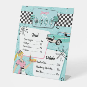 1950s Retro Diner Menu Pedestal Sign