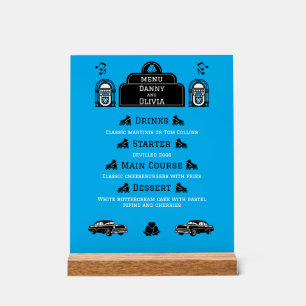 1950s Retro Diner Wedding Menu Acrylic Sign