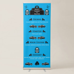 1950s Retro Diner Wedding Menu Retractable Banner