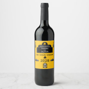 1950s Retro Diner Wedding Menu Wine Label