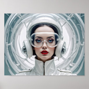 1950s Retro Futurism Sci-Fi Woman in Plexiglas  Poster