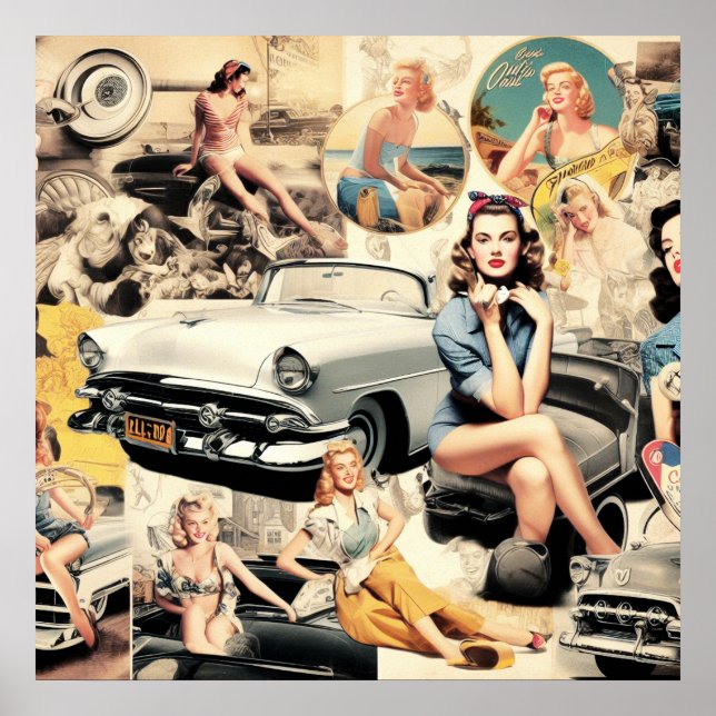 1950S Retro Girls Collage Poster (Front)