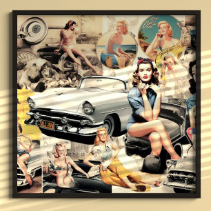 1950S Retro Girls Collage Poster